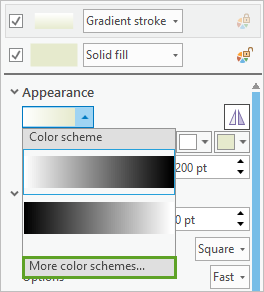 More color schemes button on the gradient fill color scheme picker