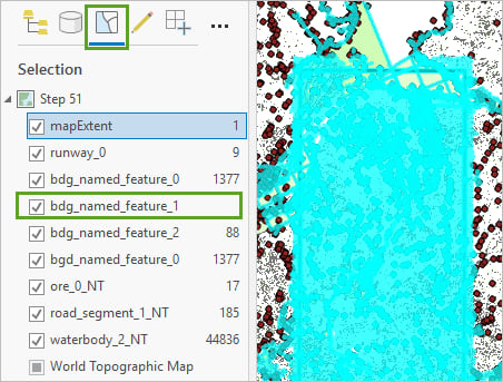 Selected feature count in the Selection view of the Contents pane