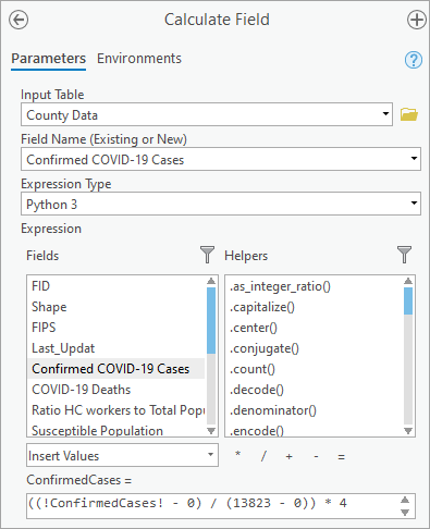 Calculate Field parameters when the minimum values reflects the best value