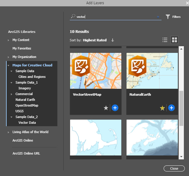 Maps for Adobe Add Layers panel
