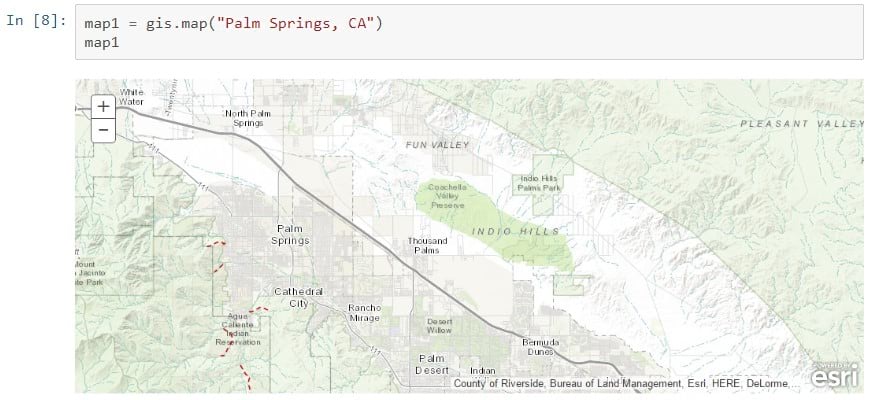 Screenshot of embedded Map within Jupyter Notebook