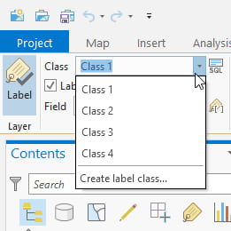 Add label classes on the Labeling tab of the ribbon