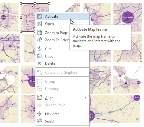 Activate a map frame from the context menu