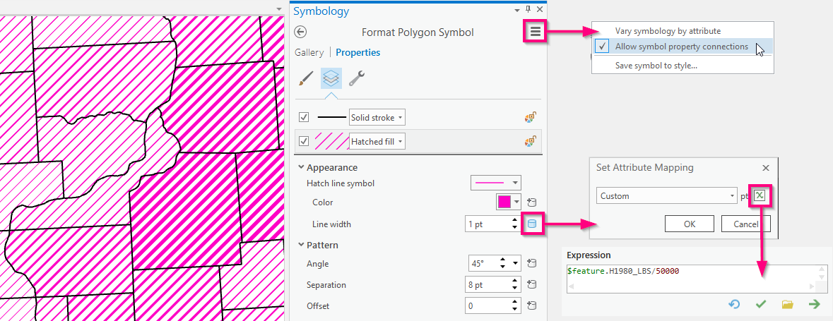 Set line width to an expression instead of a static value using "Allow symbol property connections"