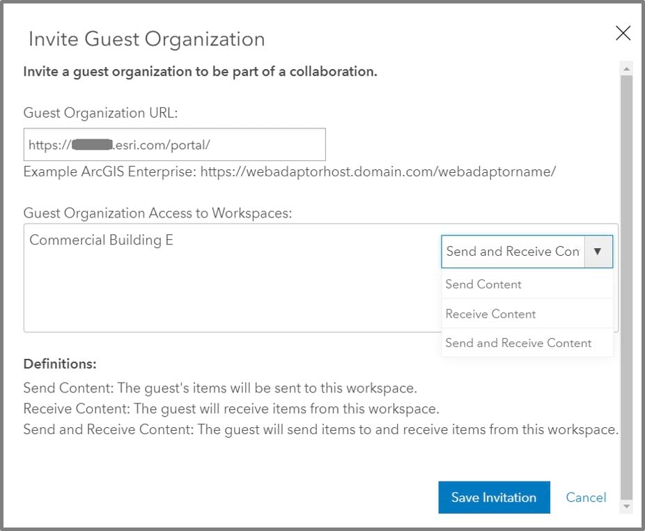 As a host, you will now enter the URL for the Enterprise portal you are collaborating with.