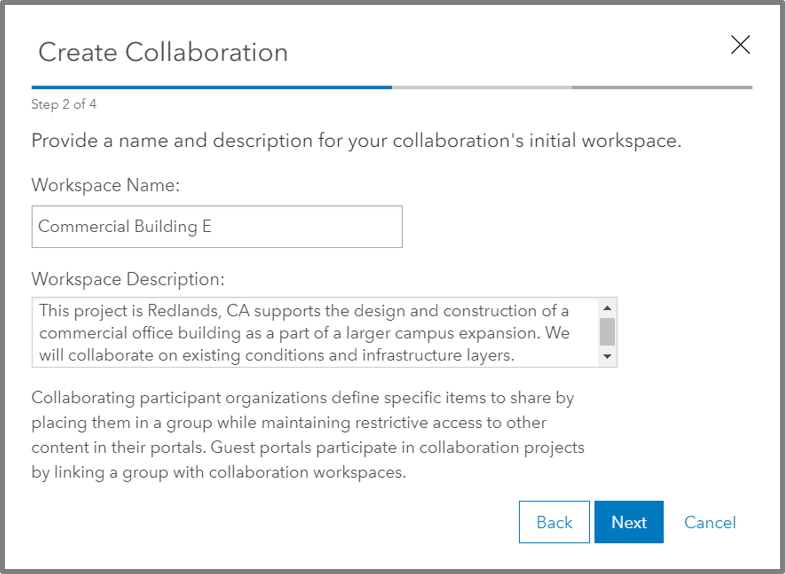 You collaboration can have many workspaces, so give it an intuitive name. You collaboration can have many workspaces, so give it an intuitive name.