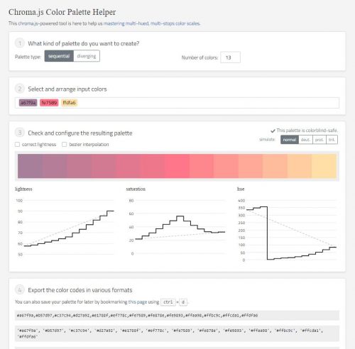 Chroma.js sample of a sunset palette.