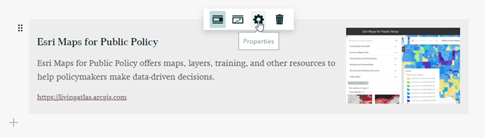 Click the properties (gear icon) in an embed card to customize its appearance. Click the properties (gear icon) in an embed card to customize its appearance.