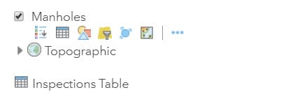 This image shows renaming the Manholes Layer and Inspections Table. This image shows renaming the Manholes Layer and Inspections Table.