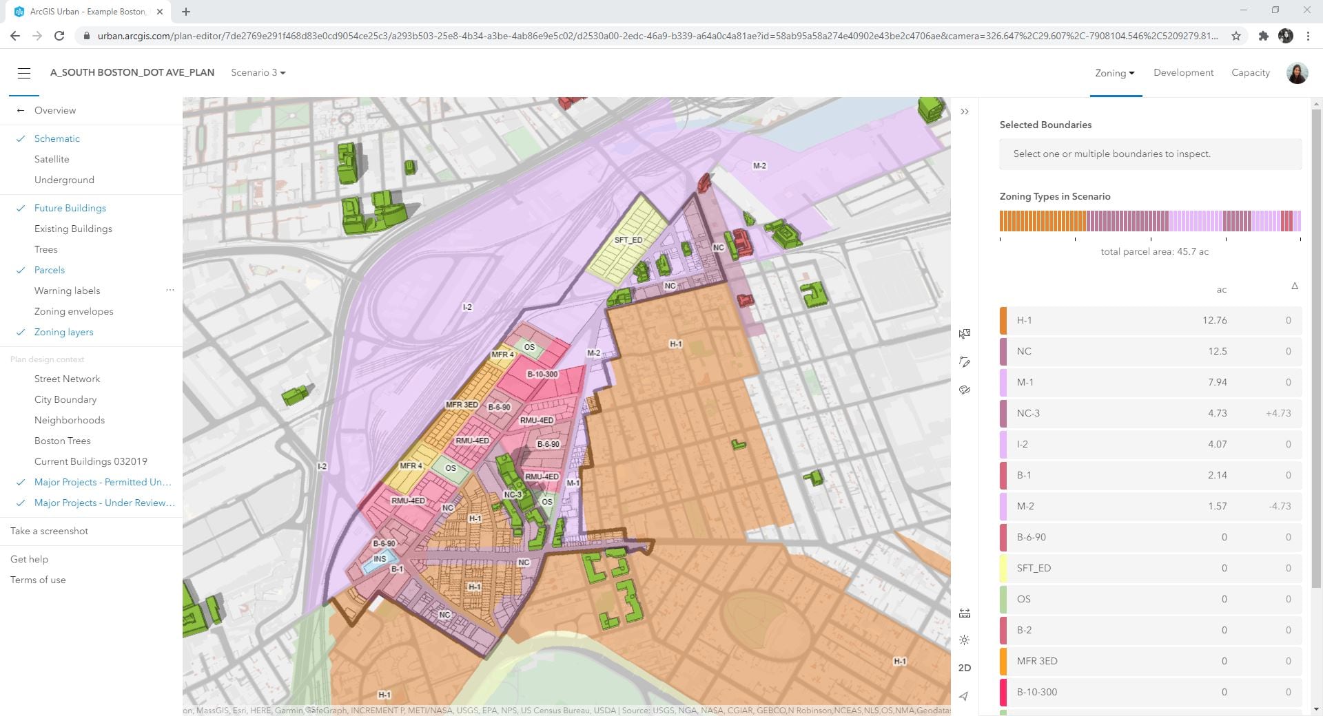 Fig. 10: Proposed Zoning for ArcGIS Urban scenario