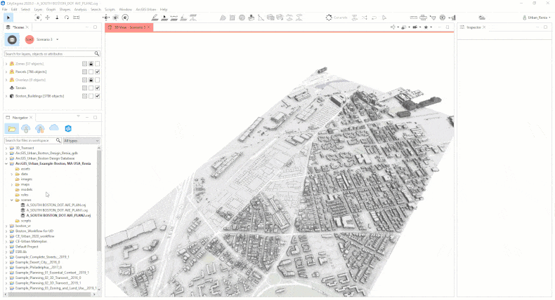 Fig. 15: Generate in CityEngine the ArcGIS Urban massing studies for scenario 1