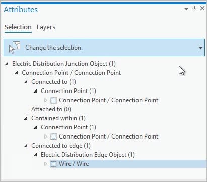 Attributes of a selected junction object