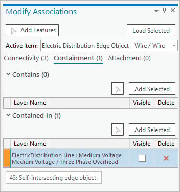 Modify Associations pane displays an object with errors