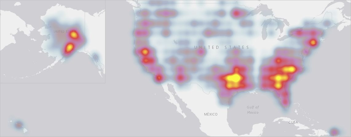 Heat map of wild fires