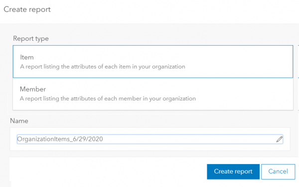 Report creation tool is under Organization > Status > Reports when logged in as an administrator