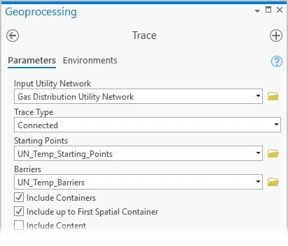 The Include up to First Spatial Container option in the Trace tool