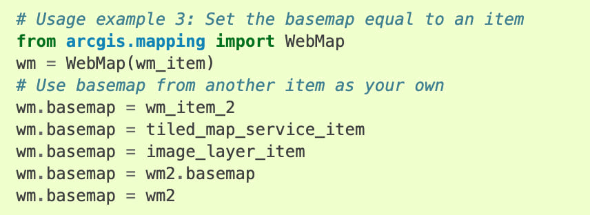 Basemap code snippet Basemap code snippet