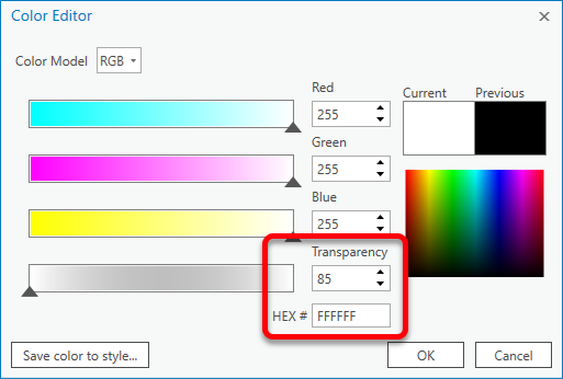 Set hex values