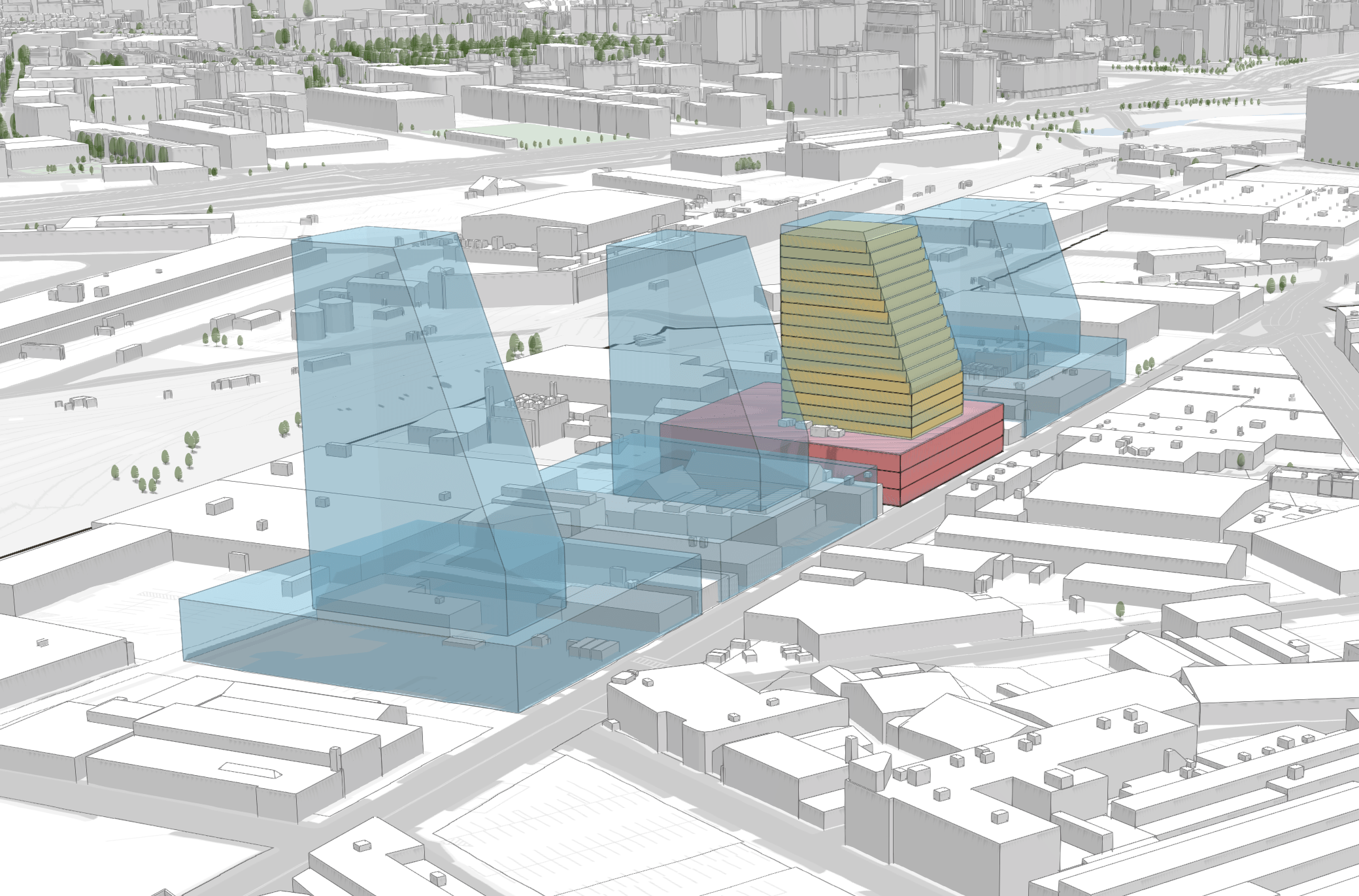 Plausible buildings and zoning envelopes with skyplanes.