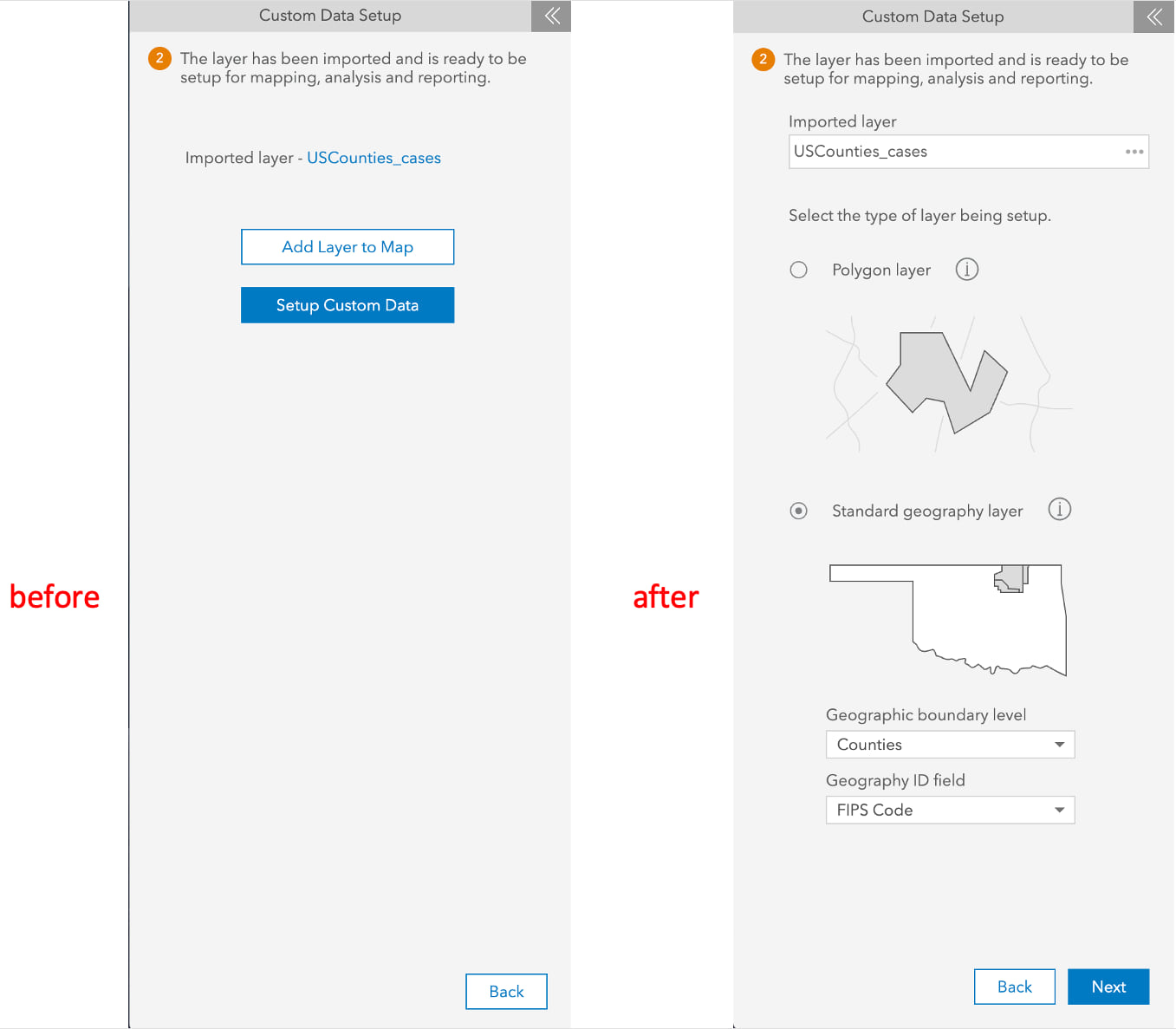 Standard geographies in Custom Data Setup in ArcGIS Business Analyst Web App