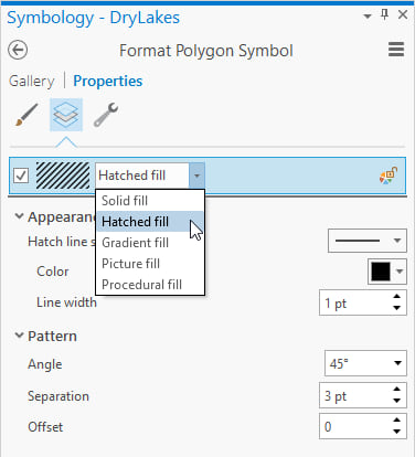 choose "hatched fill" as the fill type on polygon symbol properties