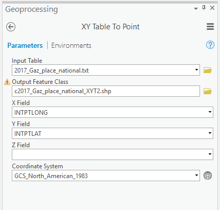 XY Table To Point tool XY Table To Point tool