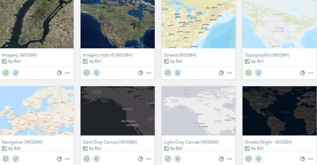 WGS84 Esri vector basemaps