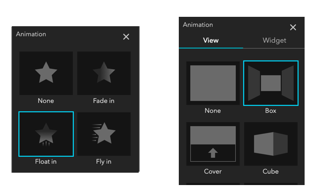 Animation settings Animation settings