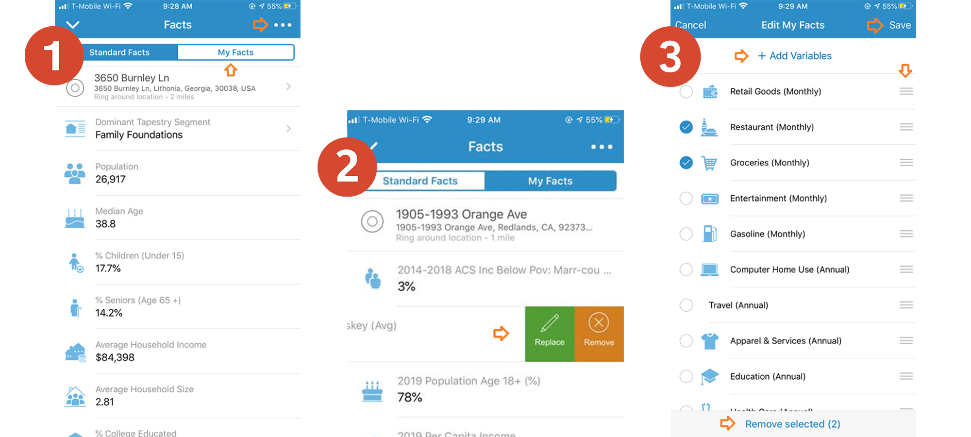 Customizable "My Facts" in ArcGIS Business Analyst Mobile App.