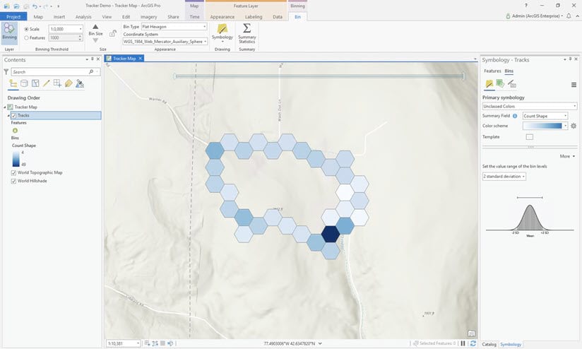 Binned track data in ArcGIS Pro