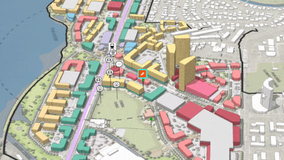 Line of sight analysis of a building in ArcGIS Urban.