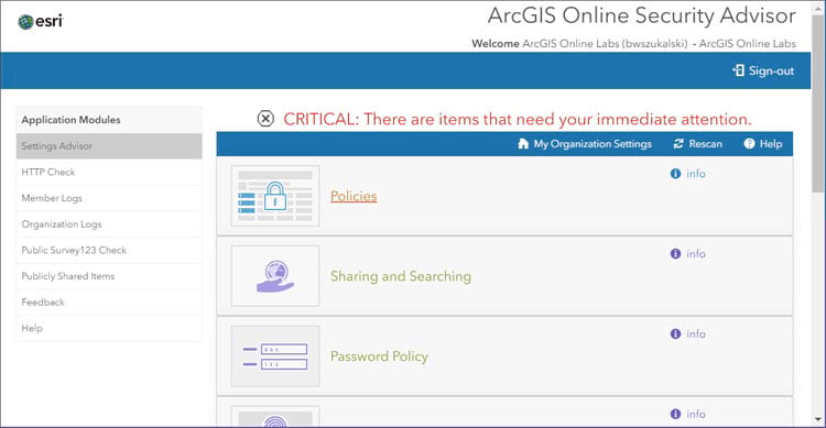 ArcGIS Online Security Advisor ArcGIS Online Security Advisor