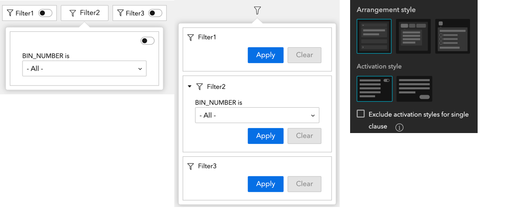 Filter with arrangements