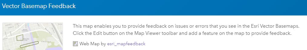 Esri Vector Feedback Esri Vector Feedback