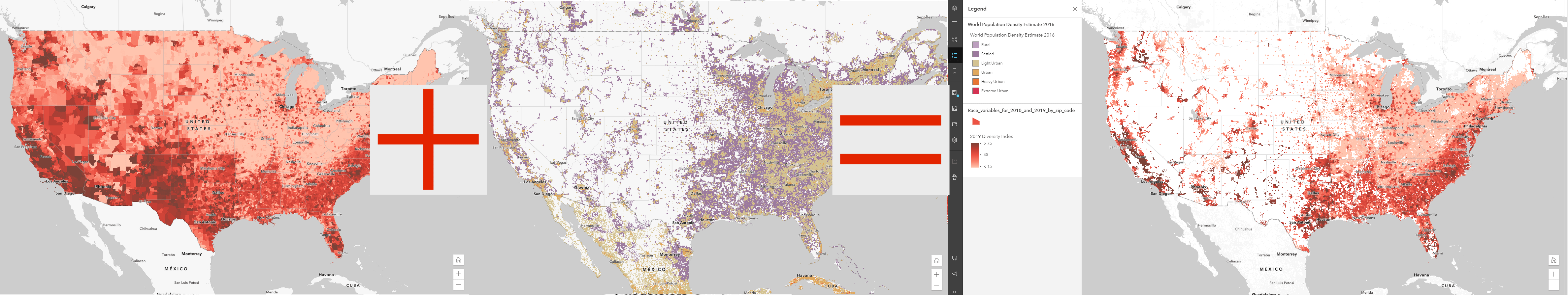 Figure 9: Polygon choropleth map blended with population grid using destination-atop method. Image by Jeremy Bartley. Figure 9: Polygon choropleth map blended with population grid using destination-atop method. Image by Jeremy Bartley.