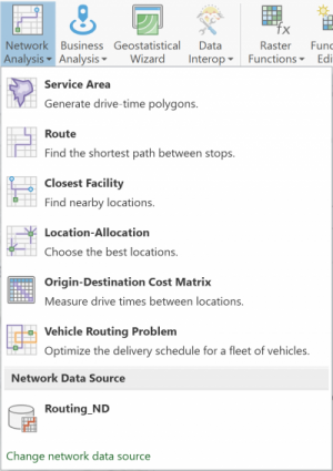 Network Analysis drop-down to select analysis layer type