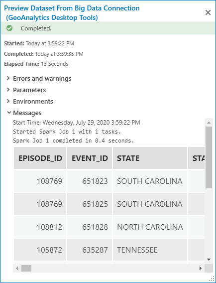 Preview Dataset From Big Dataset Connection