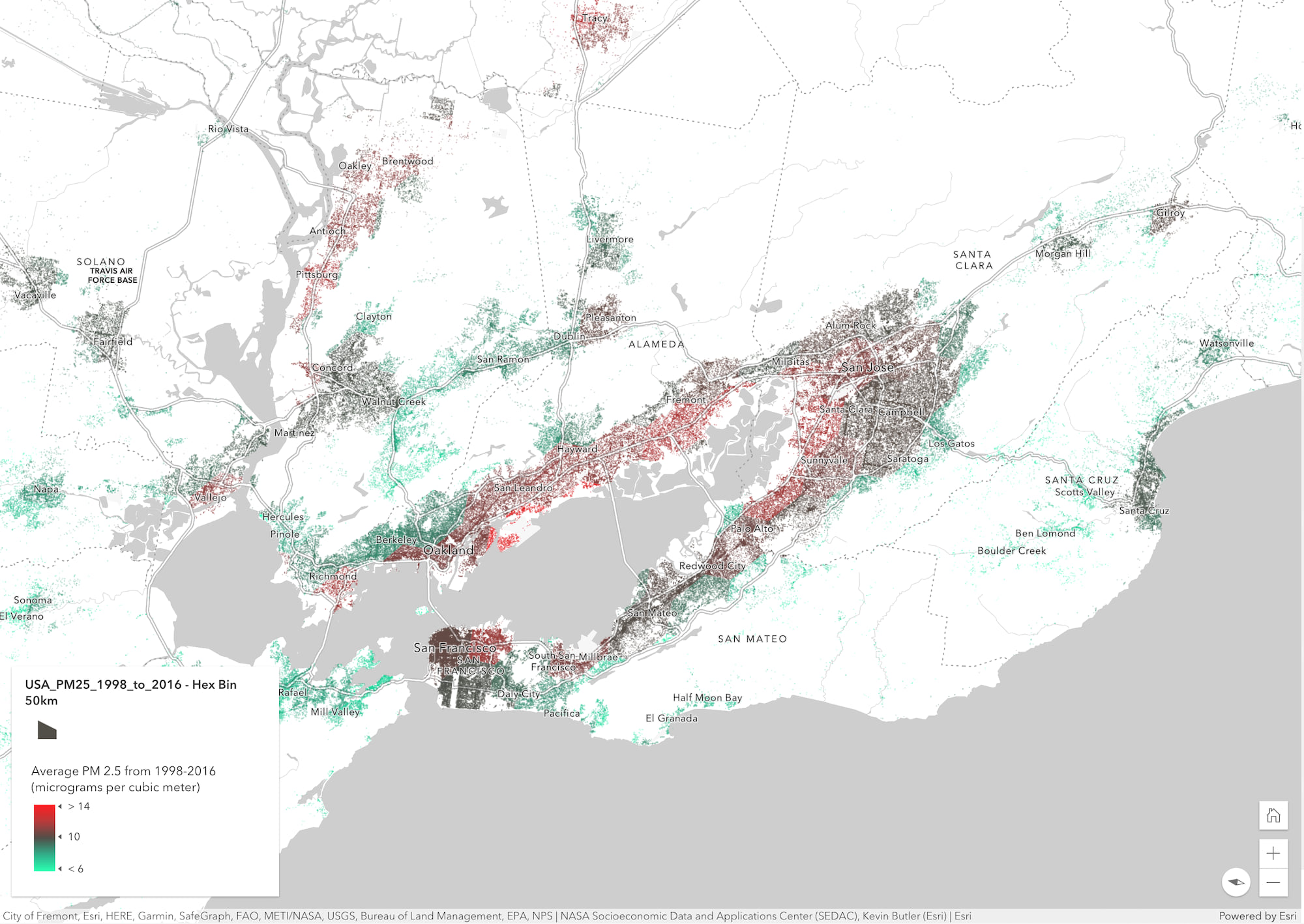 Figure 15: Air Quality around the San Francisco Bay, using destination-atop blend on top of a layer of business locations. Figure 15: Air Quality around the San Francisco Bay, using destination-atop blend on top of a layer of business locations.