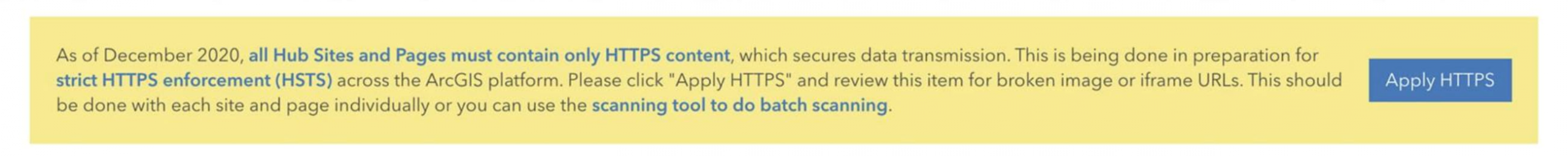 HTTP warning banner on Hub Site Editor HTTP warning banner on Hub Site Editor