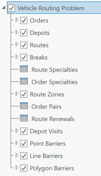 VRP Layer in the table of contents