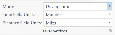 VRP Ribbon Travel Settings section