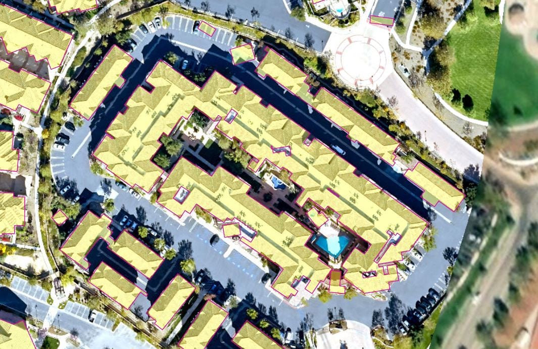 Building footprints extracted using arcgis.learn's UnetClassifier model