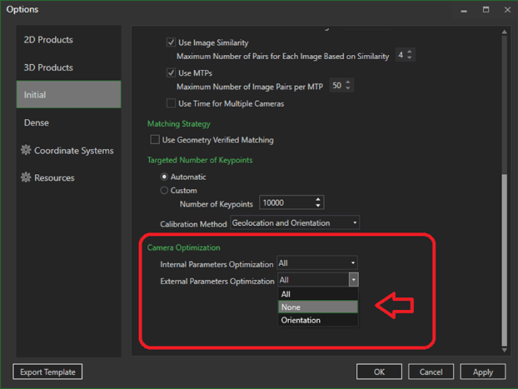 screenshot of new camera options pane screenshot of new camera options pane