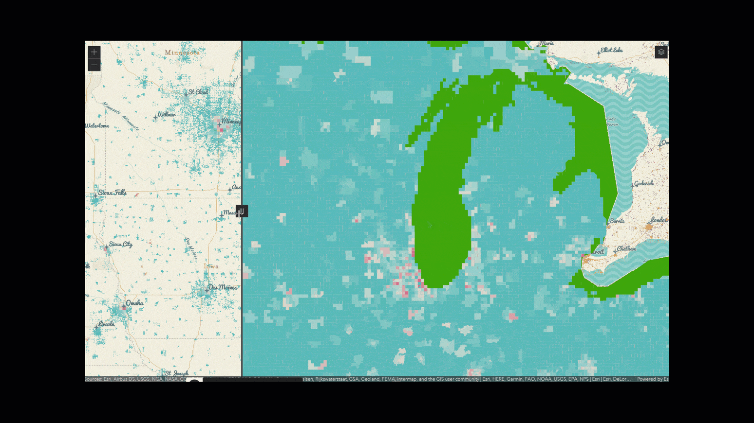 Figure 10: Diversity Index around Lake Michigan. Image by Undral Batsukh.