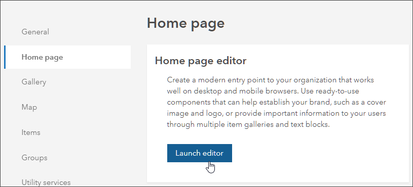 Home page settings Home page settings
