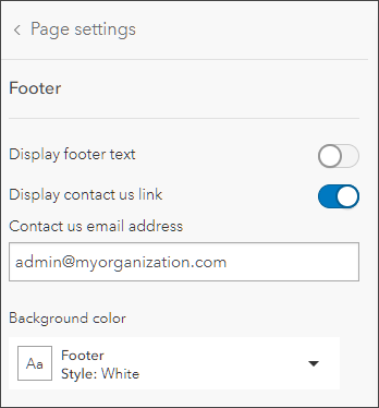 Footer settings Footer settings