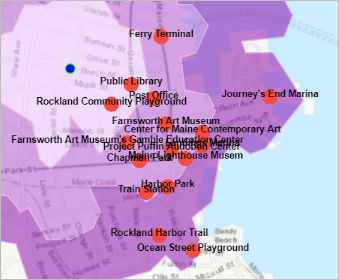 Crowded labels over the point features of the map