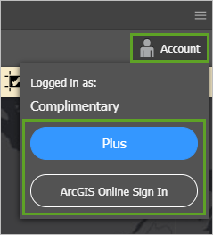 Login buttons for Plus and ArcGIS Online