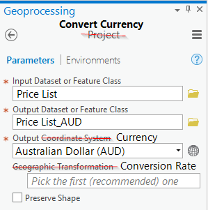 The Project tool pretending to be "Convert Currency" The Project tool pretending to be "Convert Currency"
