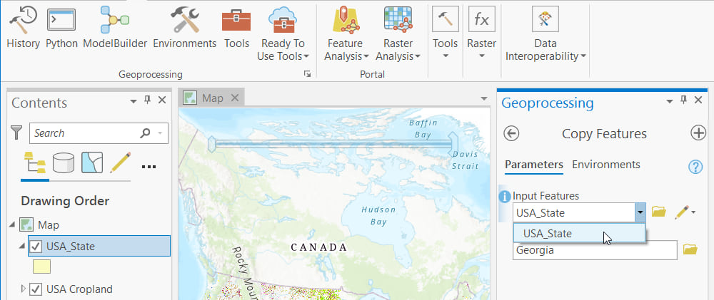 Making a copy of the State of Georgia in Albers projection